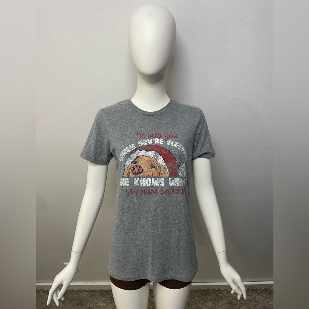 Pivotal Partners 2024 He Knows When You Have Snacks Shirt Small Christmas Dog